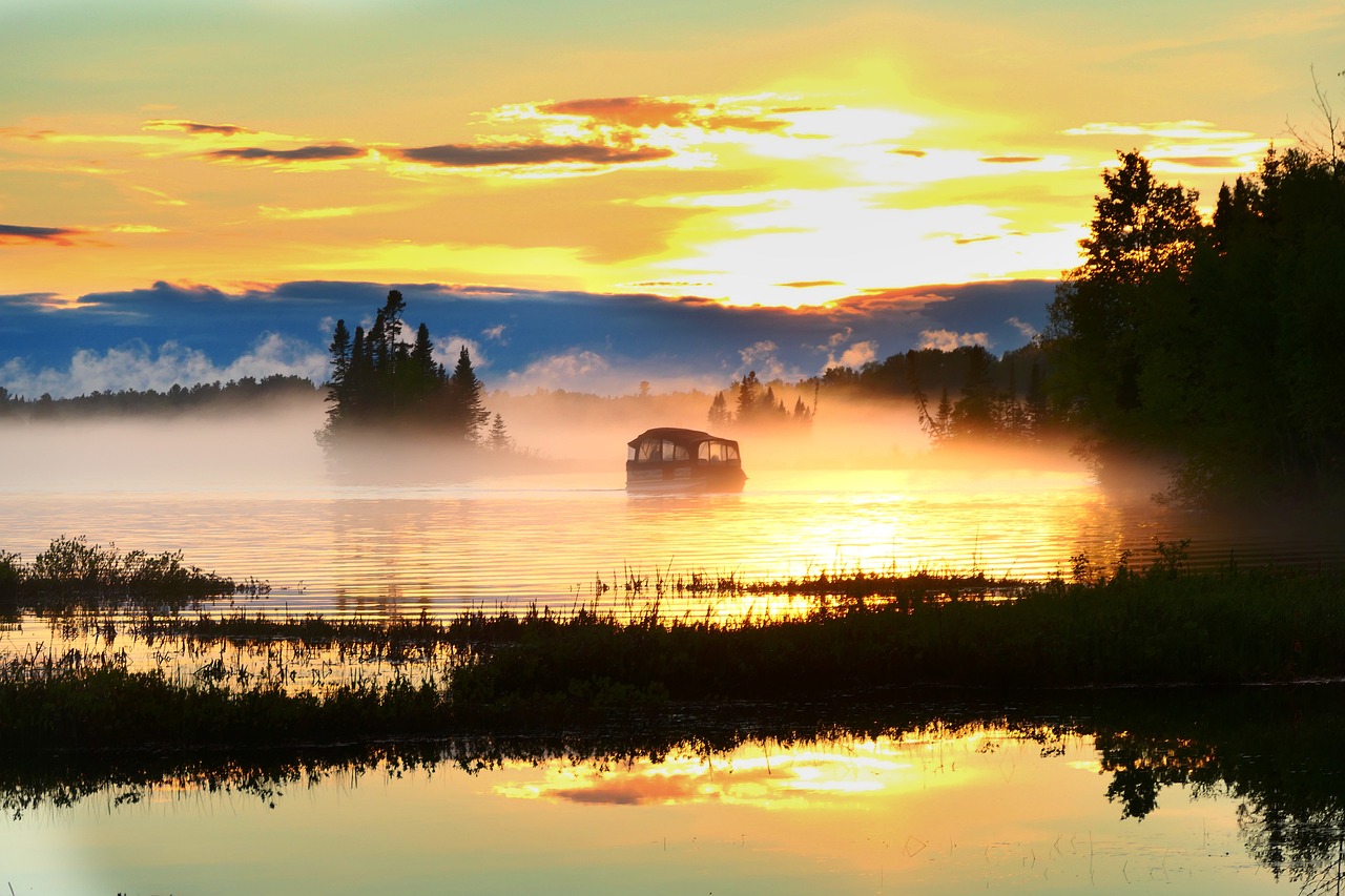 sunset, landscape, evening