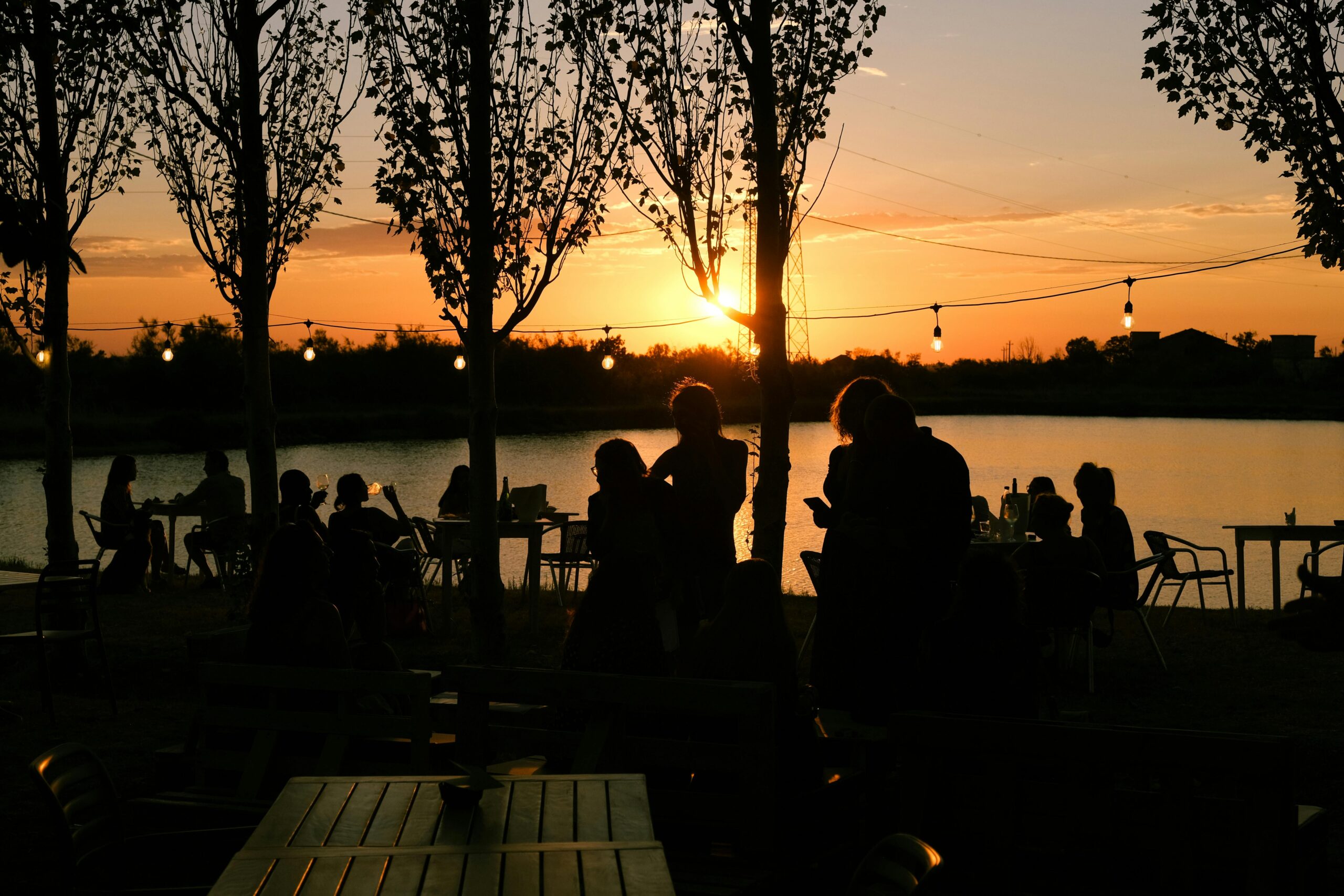 People by a Lake