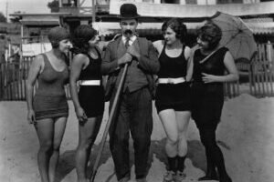 beach, silent film, nature, mack sennett, bathing beauties, summer, gray beach, gray summer, gray film